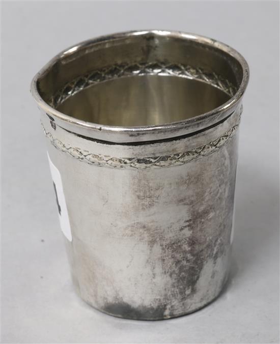 A French 950 standard silver beaker, 2.25in.
